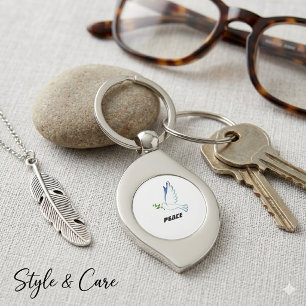 Cadeau de porte-clés image de pigeon avec texte de