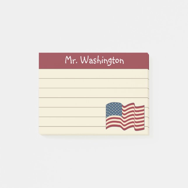 Cadeau de Post-It drapeau américain pour enseignan (Devant)