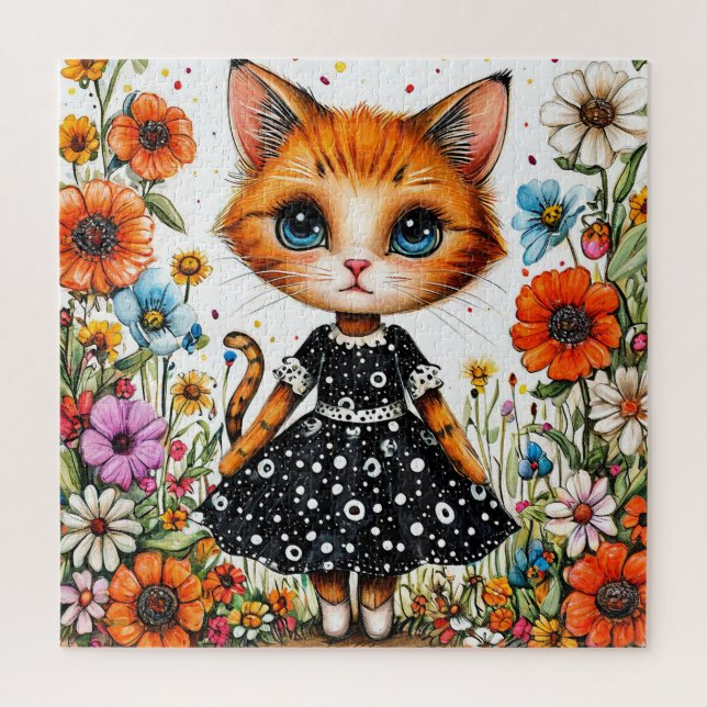 🐱🌸 Cadeau de Puzzle de Chat Floral Mignon ✨ (Vertical)