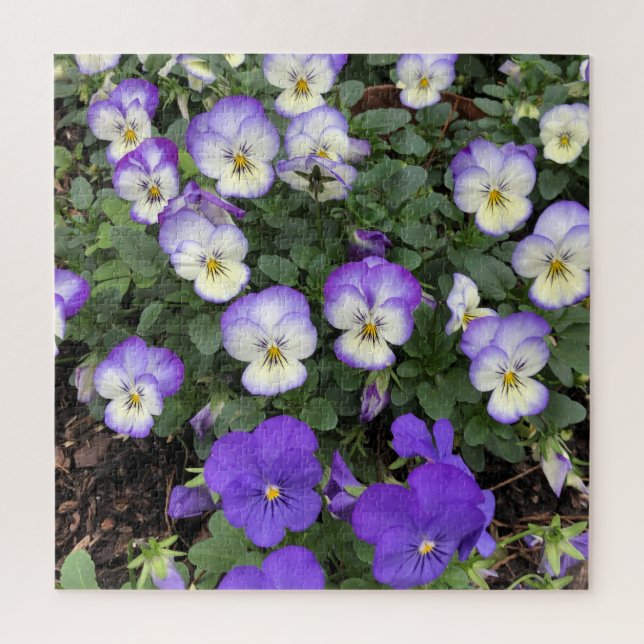 Cadeau de Puzzle Floral Fleur de Pensée Violette (Vertical)