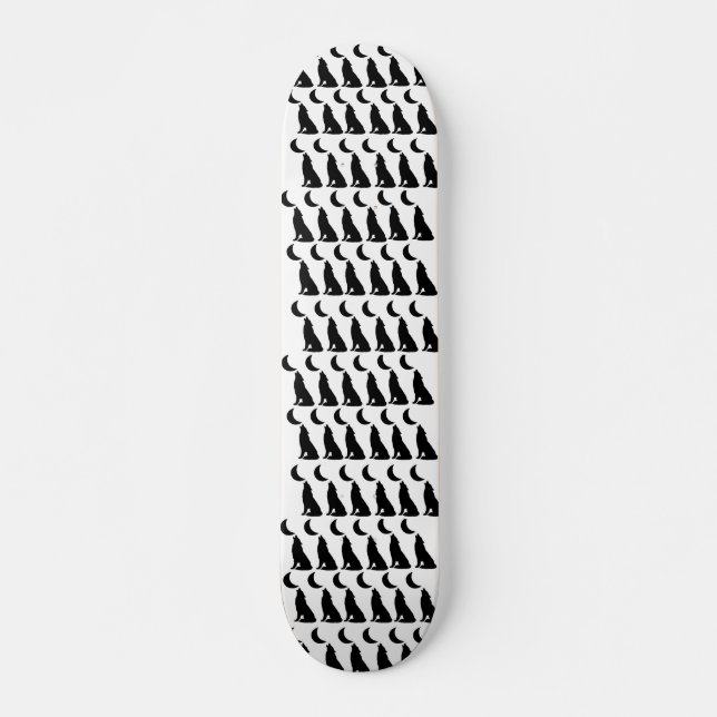 Cadeau de skateboard Black Wolf Moon pour adolesce (Devant)