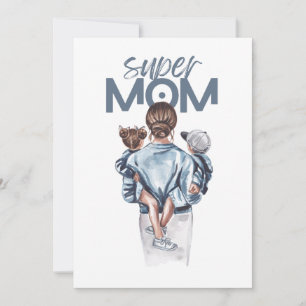Cadeau de Super Maman personnalisé avec fils et fi