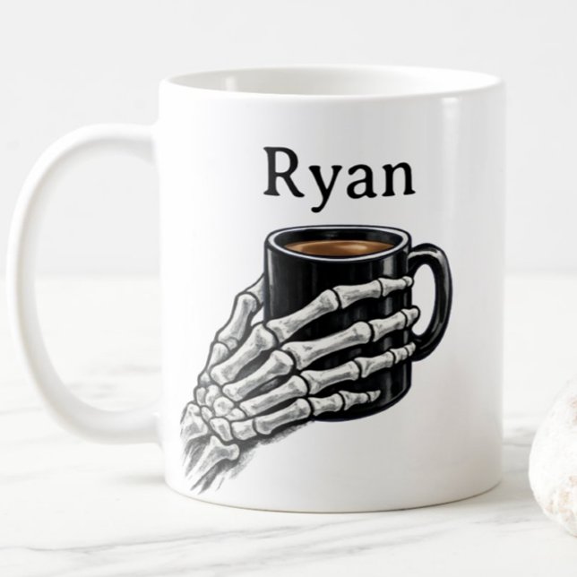 Cadeau de tasse à café avec main de squelette pers (Créateur téléchargé)