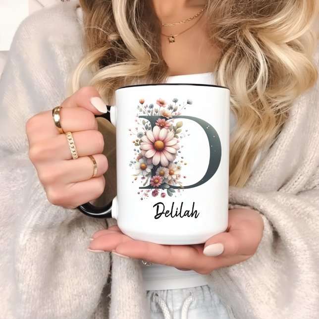 Cadeau de tasse à café de fleur de naissance perso (wildflower mug, custom initial mug, personalized mom mug, mother’s day mug, grandma gift mug,)