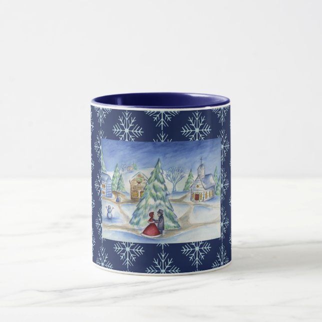 Cadeau de tasse à café de village de Noël Snowflak (Centre)