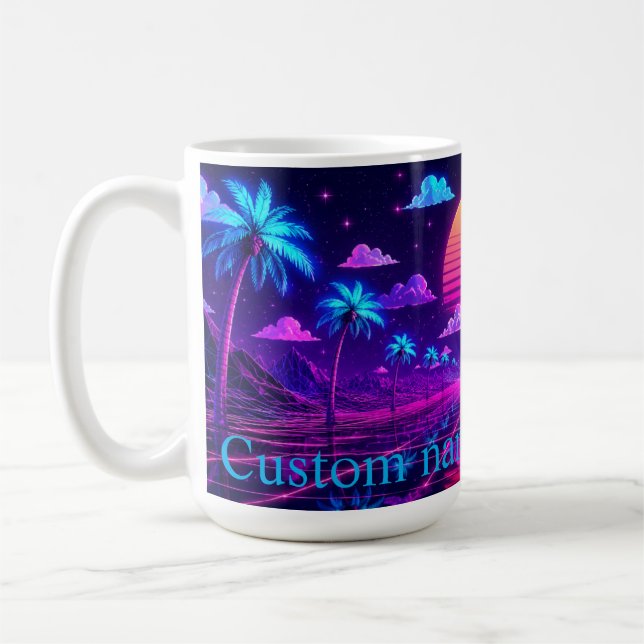 Cadeau de tasse à café du matin néon synthwave ave (Gauche)