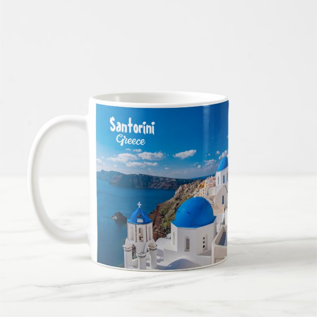 Cadeau de tasse à café panoramique Santorin Grèce (Gauche)