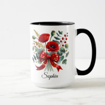 Cadeau de tasse avec nom de fleur de pavot personn