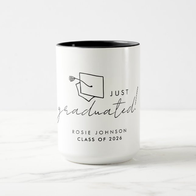 Cadeau de tasse de remise des diplômes noir et bla (Centre)