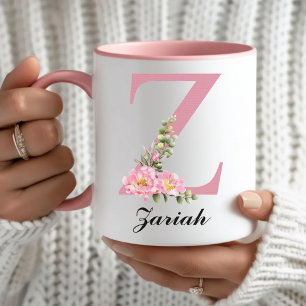 Cadeau de Tasse Fleurie Rose Personnalisée pour De