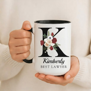 Cadeau de tasse personnalisée à motif floral éléga