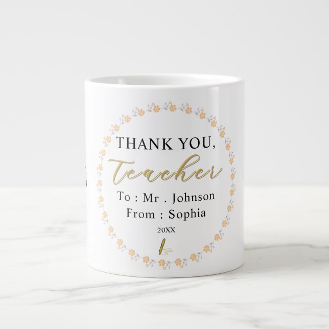 Cadeau de tasse personnalisée avec nom pour enseig (Devant)