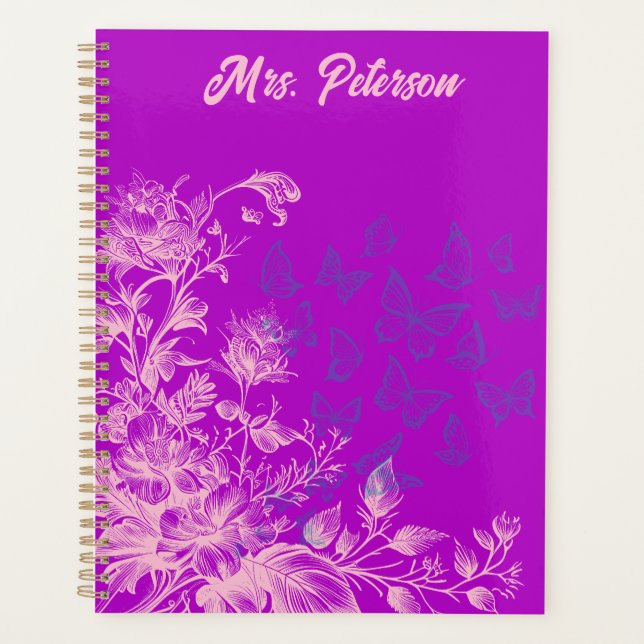 Cadeau de vacances pour enseignante papillon flora (Devant)