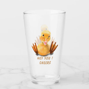 Cadeau de verre drôle avec un canard joyeux et jou