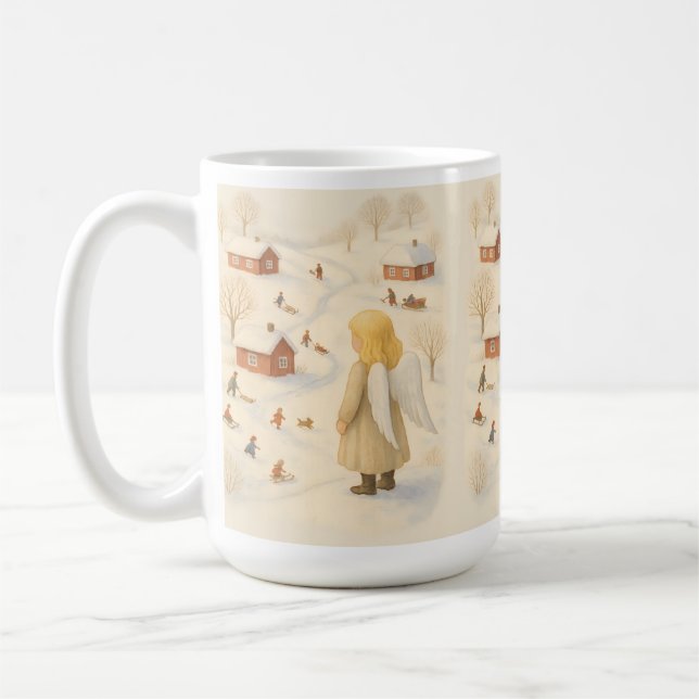 Cadeau de village de Noël Mug Ange de l'hiver (Gauche)