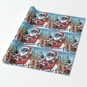 Cadeau Décorations de Noël Père Noël Noir - Papier d'enve