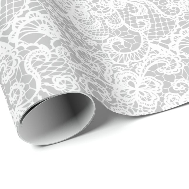Cadeau Dentelle blanche sur papier d'enveloppement d'arge (Coin rond)