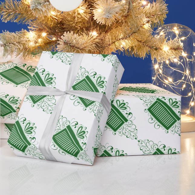 Cadeau Des Fêtes Vertes Présente Papier Enveloppant (Vacances)