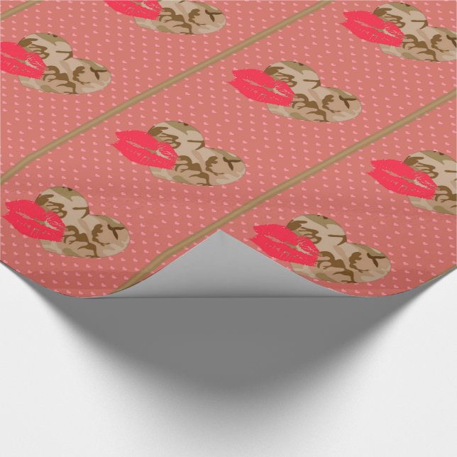 Cadeau Desert Sand Camo Hearts Valentine Wrapping Papier (Coin)
