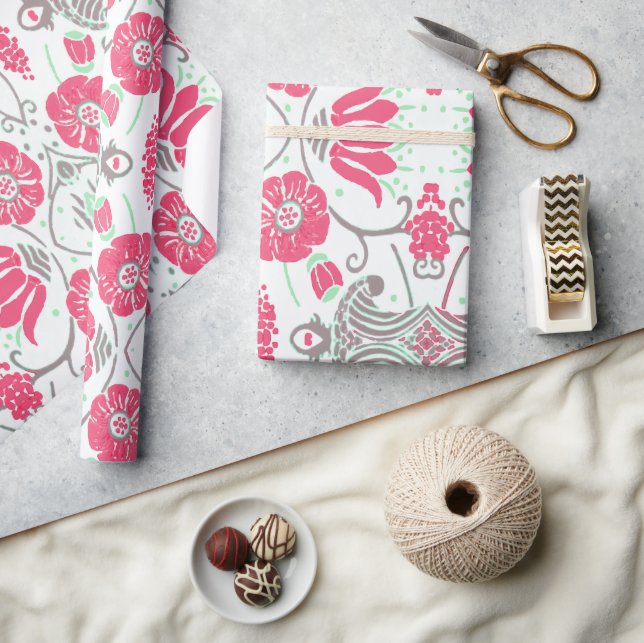 Cadeau Design floral moderne Papier d'enveloppement de va (Artisanat)