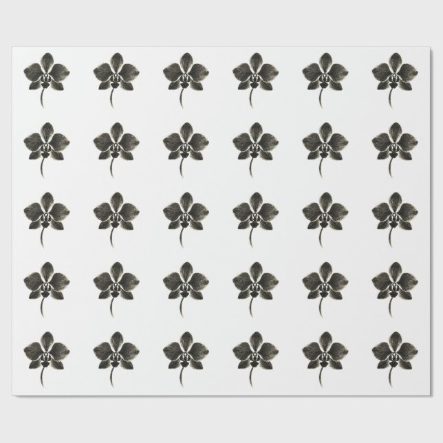 Cadeau Dessin de la ligne orchidée - Papier à enveloppeme (Plat)