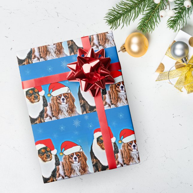 Cadeau Deux papier Santa Cavalier King Charles Spaniels (Créateur téléchargé)