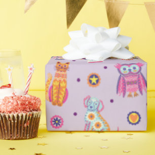 Cadeau Dia de los Muertos Animaux Papier à enveloppement 