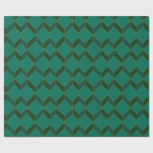 Cadeau Diamant Art Déco vert et or Papier à envelopper