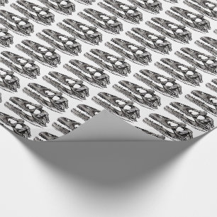 Cadeau DINO - Papier brillant blanc, 30 po x 6 po