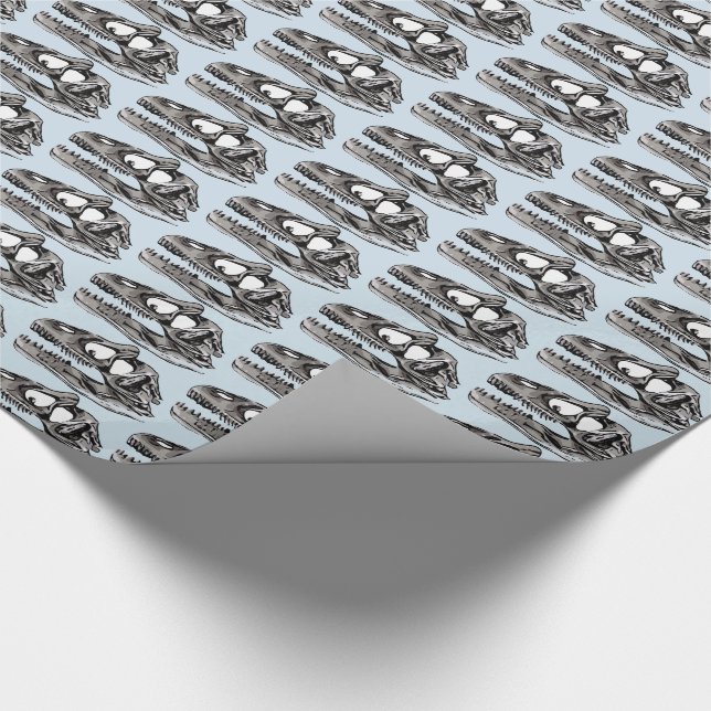 Cadeau DINO - Papier brillant bleu clair, 30" x 6" (Coin)