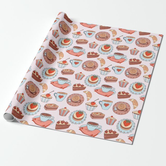 Cadeau Divers desserts enveloppant du papier (Déroulé)