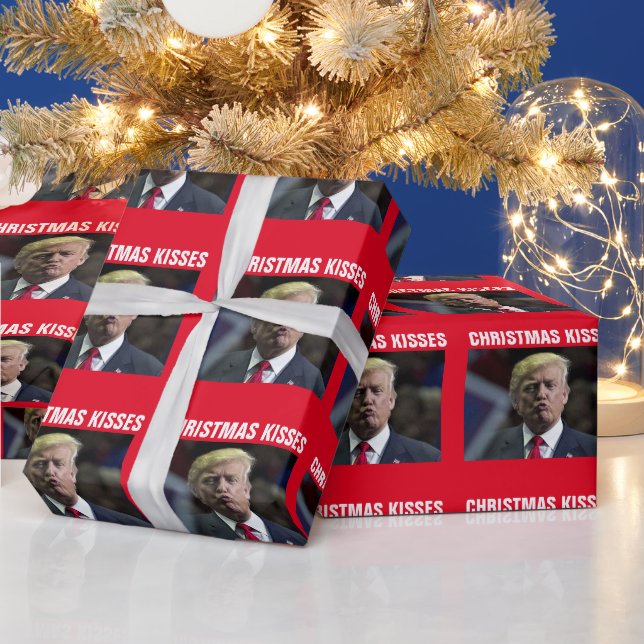 CADEAU DONALD TRUMP CHRISTMAS KISSES KISS WRAPPER PAPIER (Vacances)