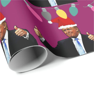 CADEAU DONALD TRUMP PORTANT SANTA HAT WRAPPER PAPIER
