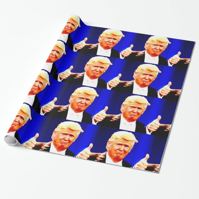 Cadeau DONALD TRUMP THUMBS UP CHRSTMAS Wrapper Papier (Déroulé)