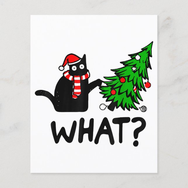 Cadeau drôle de chat noir renversant l'arbre de No (Devant)