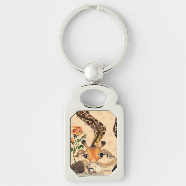 Cadeau drôle de porte-clés avec une girafe romanti (Devant)