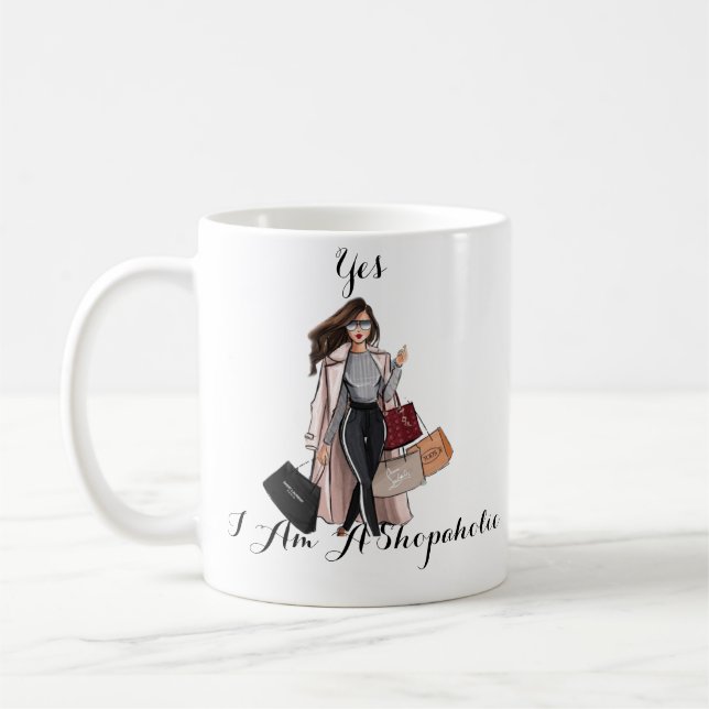 Cadeau drôle pour elle, mug cadeau de shoppeuse, M (Gauche)