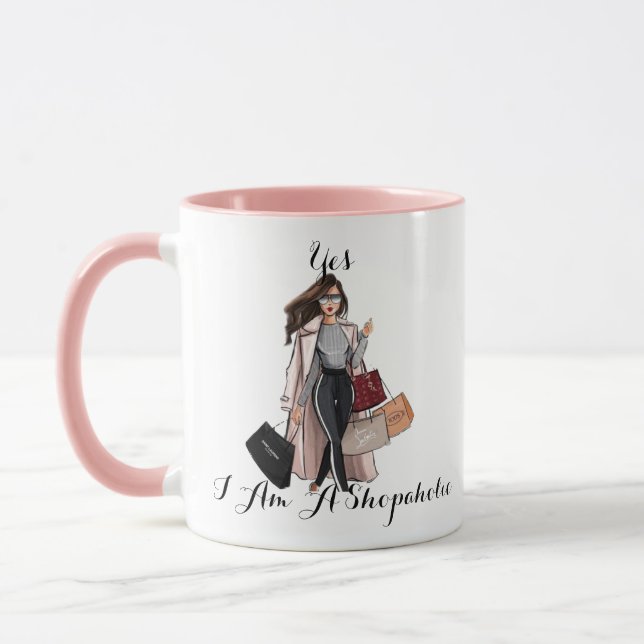 Cadeau drôle pour elle, mug cadeau de shoppeuse, M (Gauche)