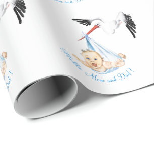 Cadeau Drôle Stork et Baby shower Enveloppement Papier Ca