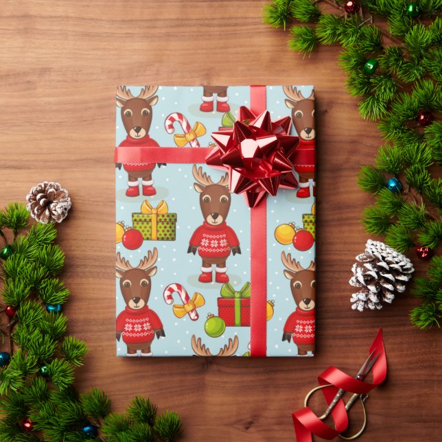 Cadeau Élan de Noël  Papier d'emballage (Cadeau de vacances)