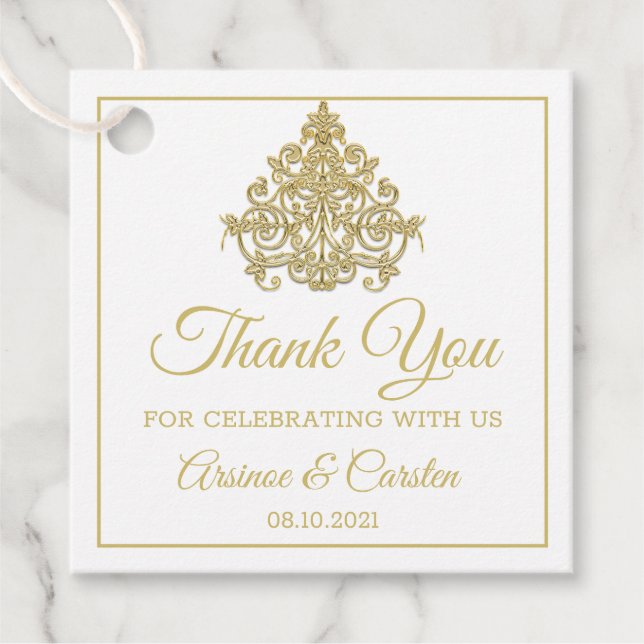 Cadeau Élégance dorée Favoriser les étiquettes (Devant)