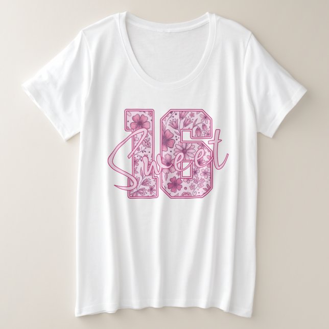 Cadeau élégant de 16 ans Fleurs roses pour un anni (Design devant)