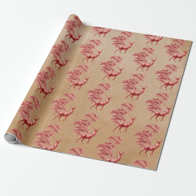 Cadeau Elégant Kraft papier Red Deer en forêt (Déroulé)