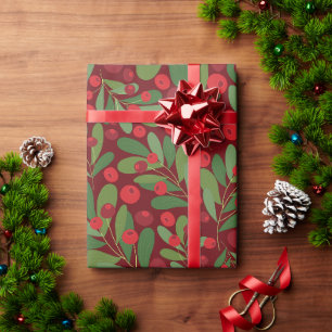 Cadeau Élégant Mistletoe Noël Papier d'enveloppement de N