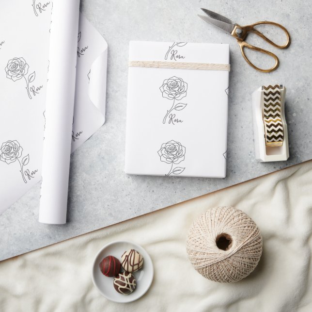 Cadeau Élégant Papier à Motif de Rose en Ligne (Artisanat)
