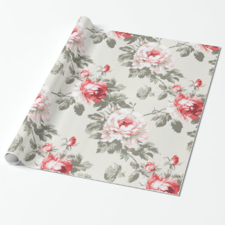 Cadeau Élégant papier d'emballage floral rose vintage