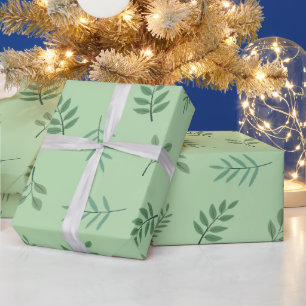 Cadeau Élégant papier d'enveloppement de feuilles vertes