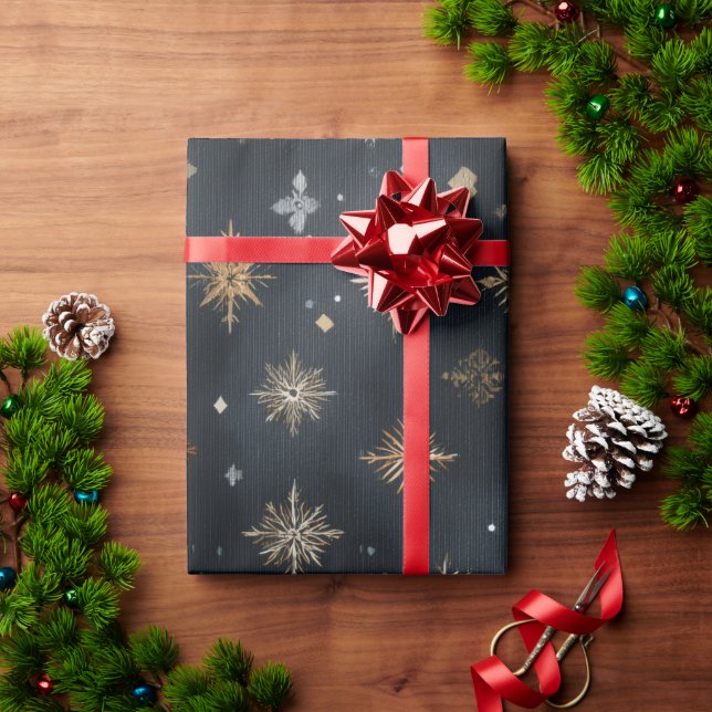 Cadeau Élégant papier d'enveloppement de flocon de neige  (Cadeau de vacances)