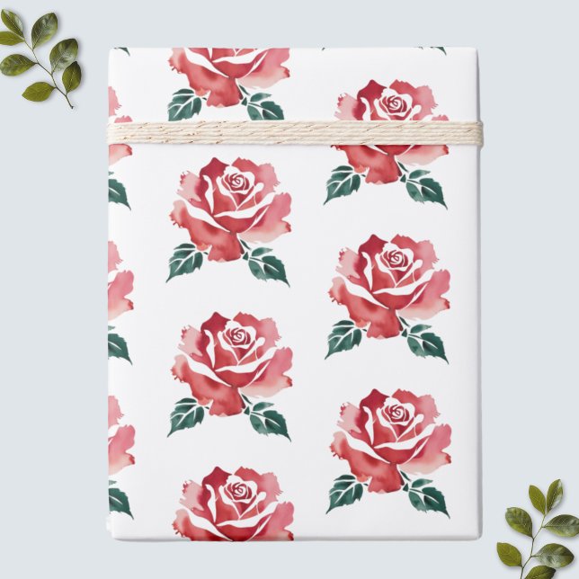 Cadeau Élégant papier d'enveloppement de rose rouge (Elegant Red Rose Wrapping Paper for Women)