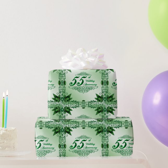 Cadeau Élégant papier d'enveloppement du 55e anniversaire (Cadeaux de fête)